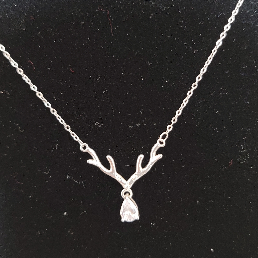 925 Sterling Silver Antlers Necklace - Picture 3 of 8